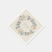 Blauw Geel Bloemen Waterverf Krans Bruiloft Servet (Hoek)