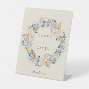 Blauw Geel Bloemenkrans Trouwkaarten en geschenken Reclamebord Met Voetstuk