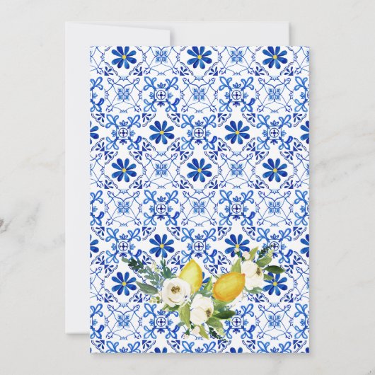 Blauw Geel Bloemig Citroen Bruids Trouw Dankkaart Kaart (Achterkant)