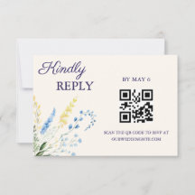Blauw & Geel Botanisch Trouw RSVP Kaart