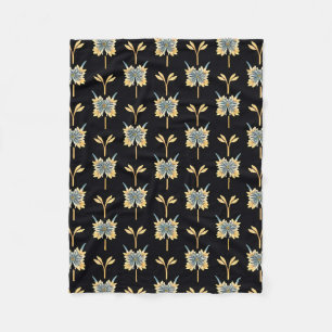 Blauw Geel Botanische Bloemen Voor Stijlvolle Deco Fleece Deken