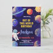 Blauw Geel Buitenruimte Verjaardag Uitnodigingen (Staand voorkant)