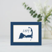 Blauw Geel Cape Cod Wedding Save the Date Briefkaart (Staand voorkant)