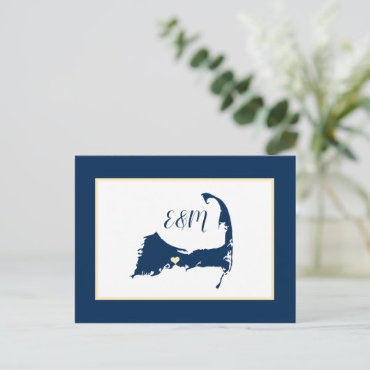 Blauw Geel Cape Cod Wedding Save the Date Briefkaart (Staand voorkant)