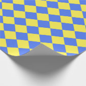 Blauw Geel Checker Diamant Patroon Cadeaupapier (Hoek)