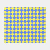Blauw Geel Checker Diamant Patroon Fleece Deken (Voorkant (Horizontaal))