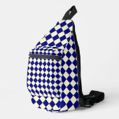 Blauw Geel Checker Diamant Patroon Sling Bag (Rechterhoek)