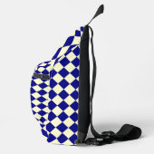 Blauw Geel Checker Diamant Patroon Sling Bag (Rechts)
