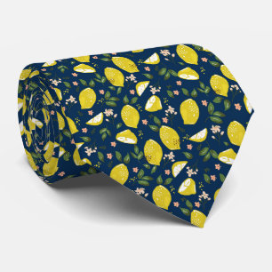 Blauw geel citroen fruit helder zomer stropdas
