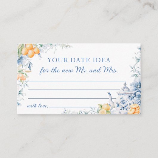 Blauw Geel Datum Nacht Ideeën Vrijgezellenfeest Informatiekaartje (Voorkant)