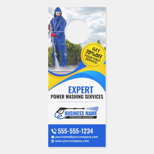 Blauw Geel Druk Washuis Clean Services (Voorkant)