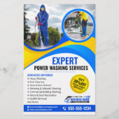 Blauw Geel Druk Washuis Clean Services Flyer (Voorkant)