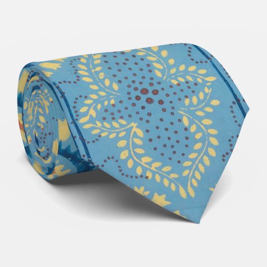 Blauw, Geel en bruin patroon ontwerp Stropdas (Opgerold)