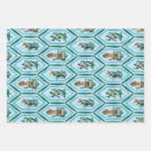 Blauw Geel en Groen oude design Inpakpapier Vel (Voorkant)