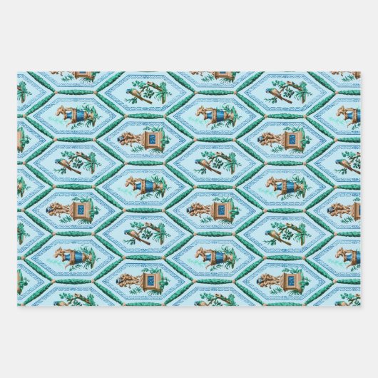  Blauw Geel en Groen oude design Inpakpapier Vel (Voorkant)