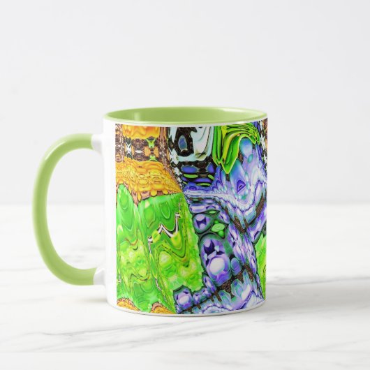 Blauw, Geel en Groen Vloeistof Abstracte Mok (Links)