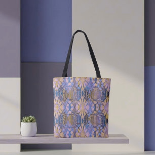 Blauw, Geel en Paarse Batik Stijl Draagtas