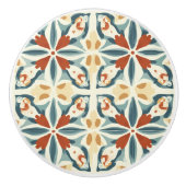 Blauw Geel en Roest Patroon Keramische Knop (Voorkant)