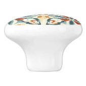 Blauw Geel en Roest Patroon Keramische Knop (Zijkant)