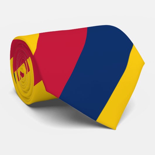 Blauw Geel en Rood Stropdas (Opgerold)