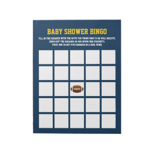 Blauw Geel FOOTBALL baby shower BINGO SPEL Notitieblok