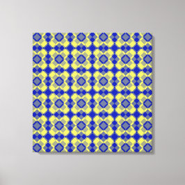 Blauw Geel Geruit Argyll Patroon Canvas Afdruk