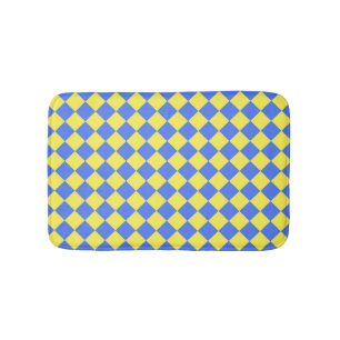 Blauw Geel Geruit Diamant Patroon Badmat