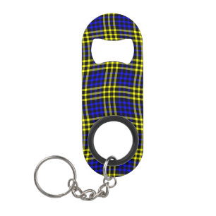 Blauw Geel Geruit Geruit Naadloos Patroon Mini Flessenopener