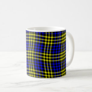 Blauw Geel Geruit Schakelaar Naadloos Patroon Koffiemok