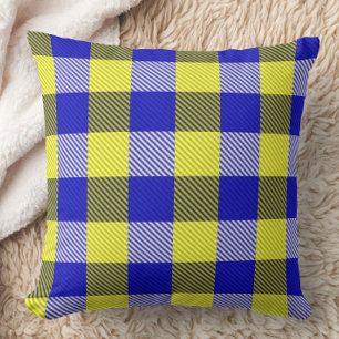 Blauw Geel Gingham Rutten Design Kussen