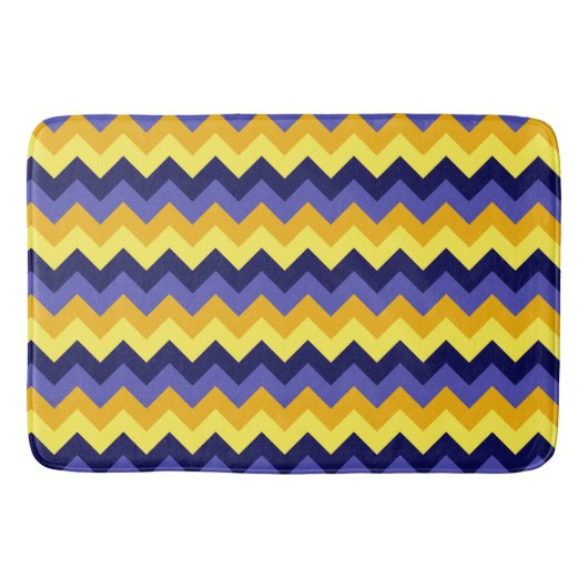 Blauw Geel Goud Chevrons Grote Badmat (Voorkant)