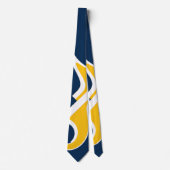 Blauw Geel-Goud en Wit Anvil Abstracte stropdas (Voorkant)
