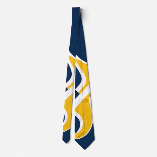 Blauw Geel-Goud en Wit Anvil Abstracte stropdas (Achterkant)