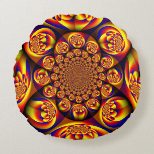 Blauw, Geel, Goud Mini Sferen Rond Kussen