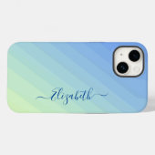 Blauw Geel Gradiënt Script Monogram Case-Mate iPhone Case (Achterkant (horizontaal))