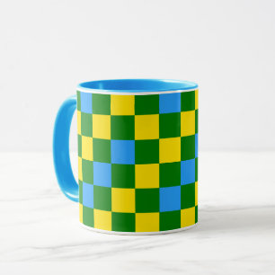 Blauw Geel Groen Geruit Patroonontwerp Mok