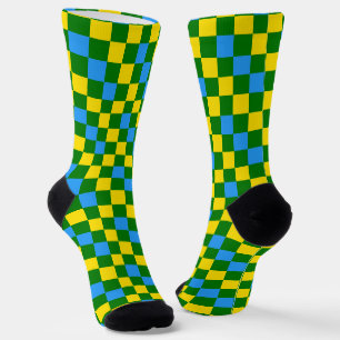 Blauw Geel Groen Geruit Patroonontwerp Sokken