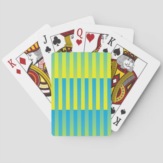 Blauw geel groen gestreept patroon pokerkaarten (Achterkant)