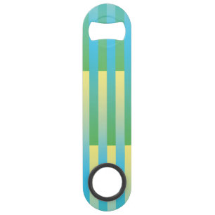 Blauw geel groen gestreept patroon speed flessenopener