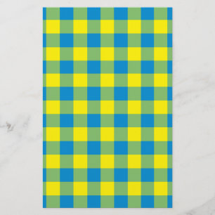 Blauw Geel Groen Gestreepte Geruite Patroon Briefpapier