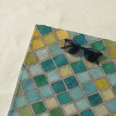 Blauw Geel Groen Mozaïek Tegel Strandlaken (In situ)