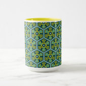 Blauw Geel Groen Ottomaans Turks Hexagon Mok (Midden)