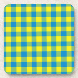 Blauw Geel Groen Plakken Checker Patroon Bier Onderzetter