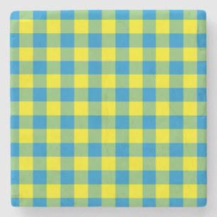 Blauw Geel Groen Plakken Checker Patroon Stenen Onderzetter