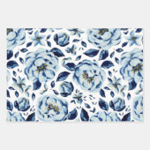 Blauw Geel Groen Sinaasappel Bloempatroon Inpakpapier Vel (Voorkant 2)