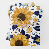 Blauw Geel Groen Sinaasappel Bloempatroon Inpakpapier Vel (In situ)