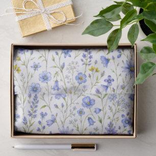 Blauw Geel Groen Waterverf Wildbloem Patroon Tissuepapier