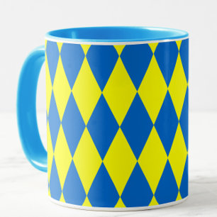 Blauw Geel Harlekijn Geruit Ontwerp Mok