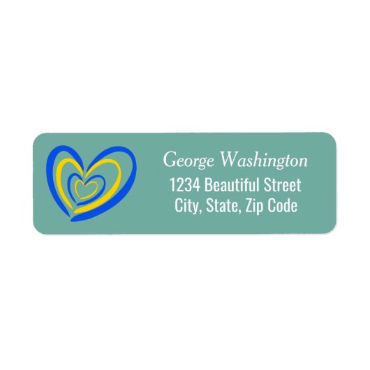 Blauw - Geel hart Oekraïne geïnspireerd door Vrede Etiket (Voorkant)