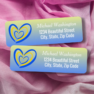 Blauw Geel Hart Vrede Anti Oorlog Oekraïne geïnspi Etiket